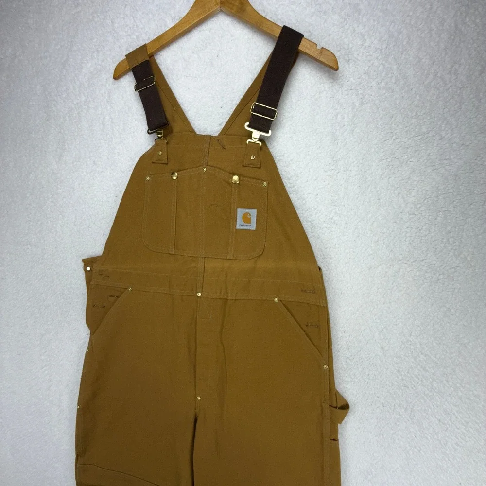 Carhartt Duck Bib Overalls Mens 40x32 Brown Canvas 6FB Workwear NWT NOS